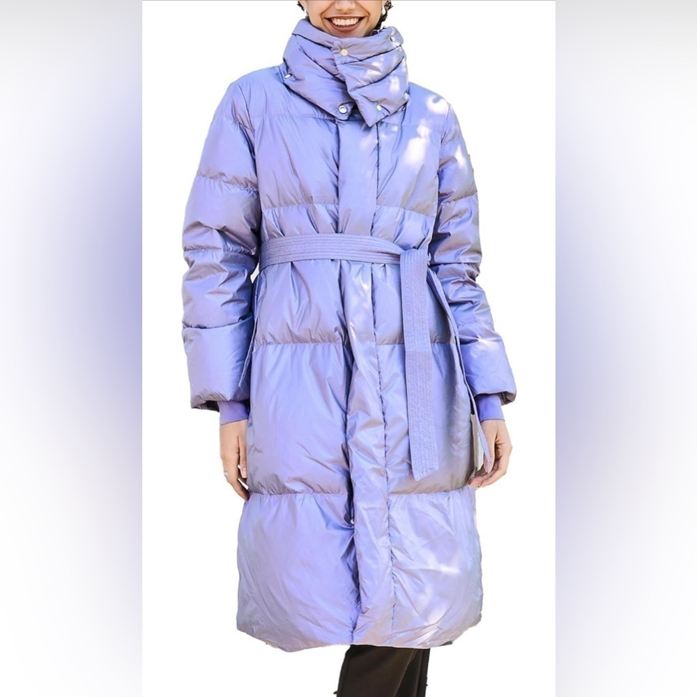 New- Women's High Neck Long Down Parka Puffer Jacket (w/belt)- Goose Down